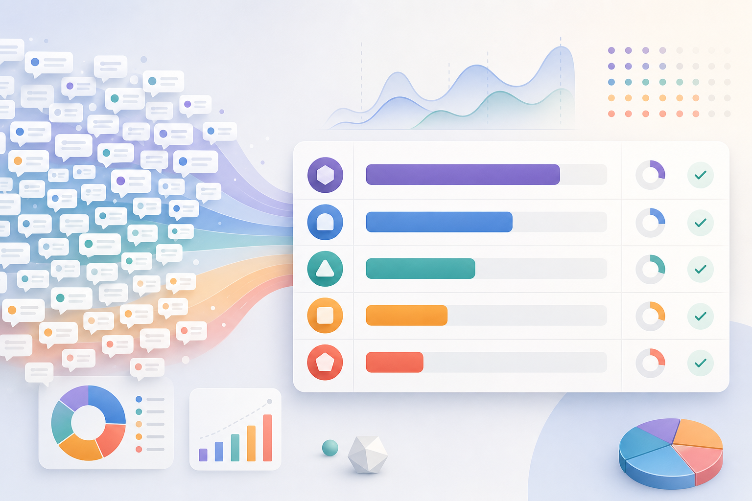Worked example table calculating AI share of voice for five brands across 2,800 sampled AI answers