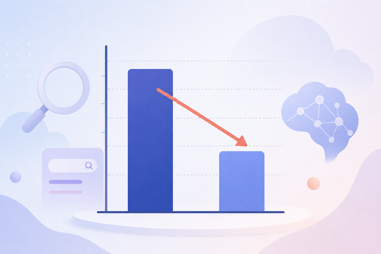 Bar chart showing the share of Google AI Overview citations that rank in the top 10 organic results falling from 76% to 38% between mid-2025 and 2026, per Ahrefs