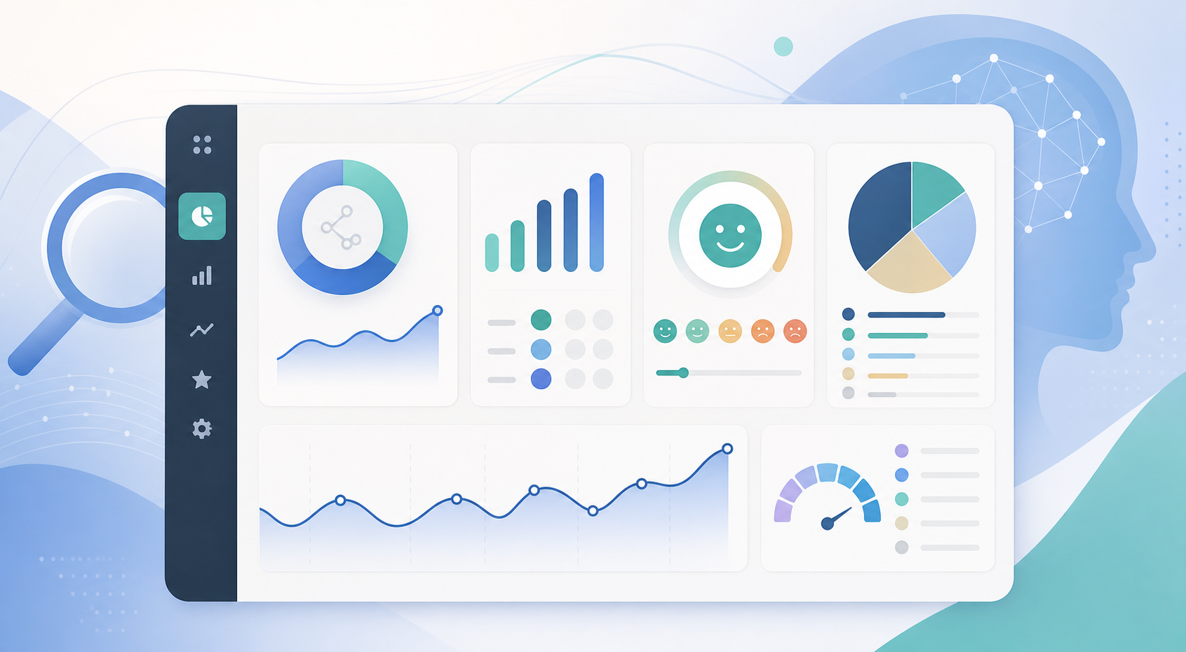AI search visibility dashboard showing mention rate, citations, sentiment, and competitor share of recommendations
