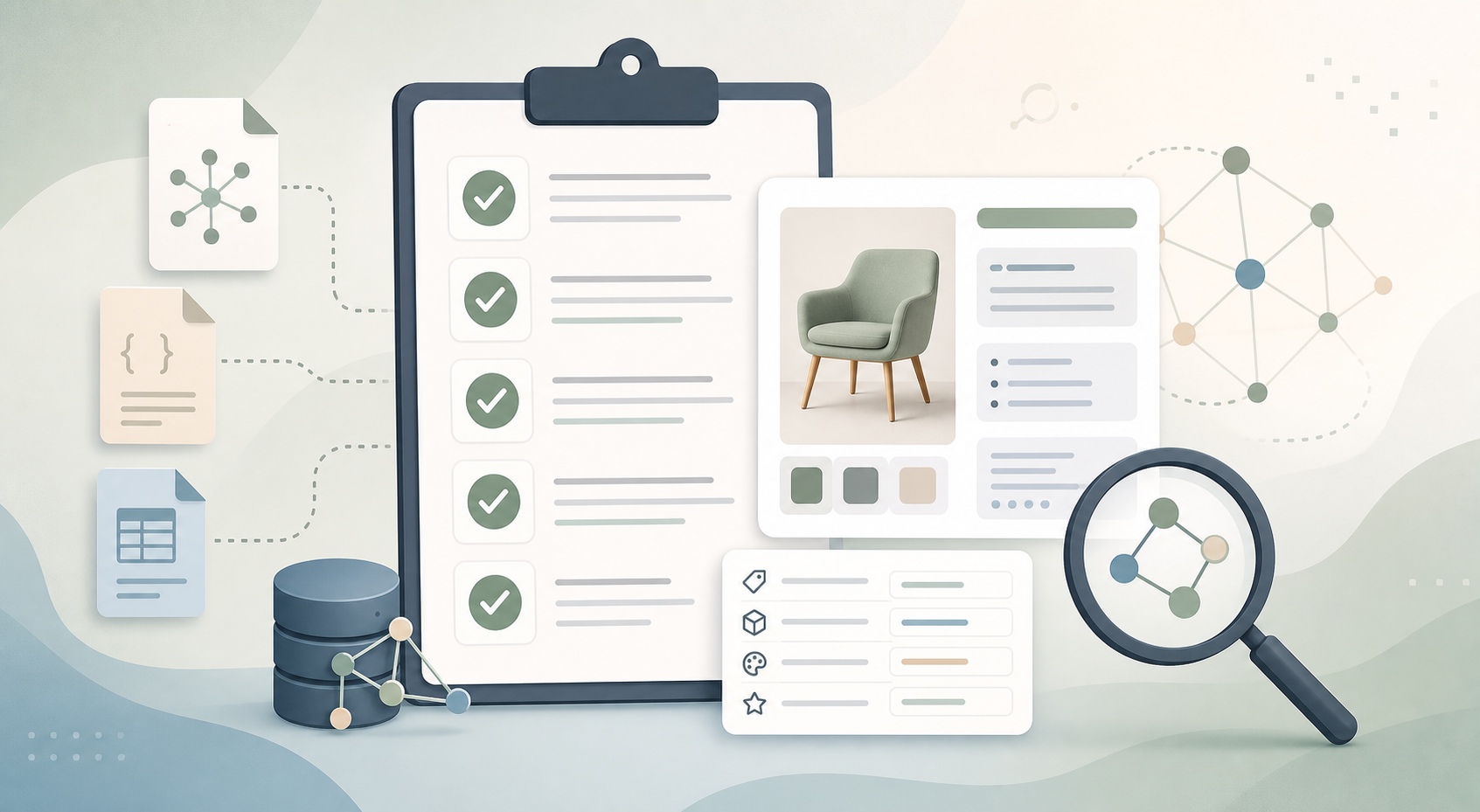 Checklist board showing how to optimize product pages for AI search