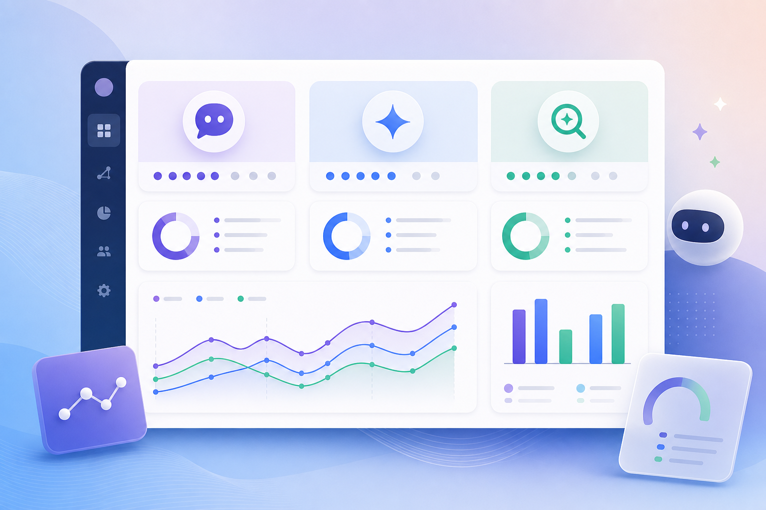 Example dashboard for a free AI visibility report comparing brand mentions across ChatGPT, Perplexity and Google AI Overviews