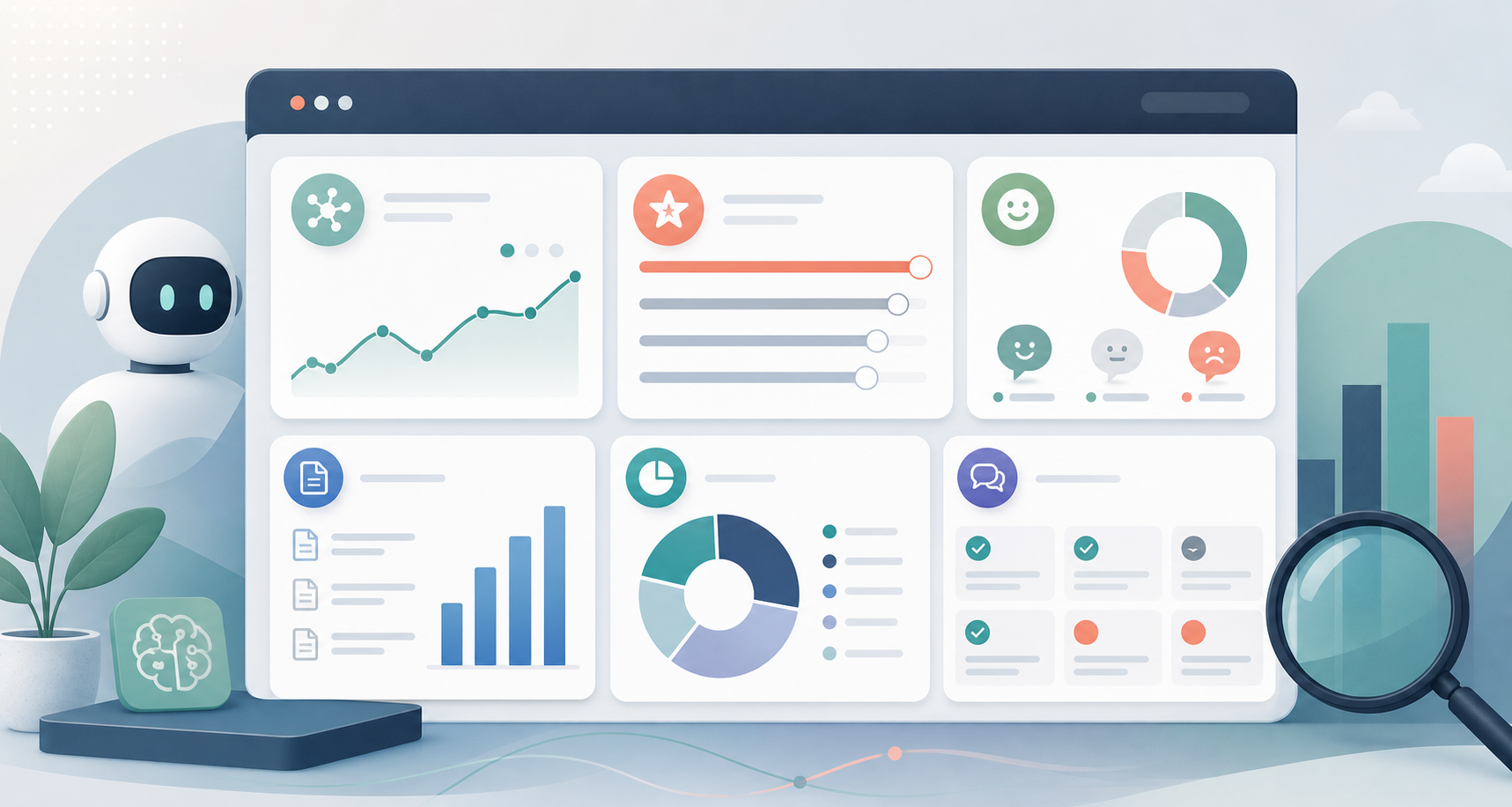 AI search metrics weekly dashboard showing mention rate, recommendation rank, sentiment, citations, competitor share, and prompt coverage