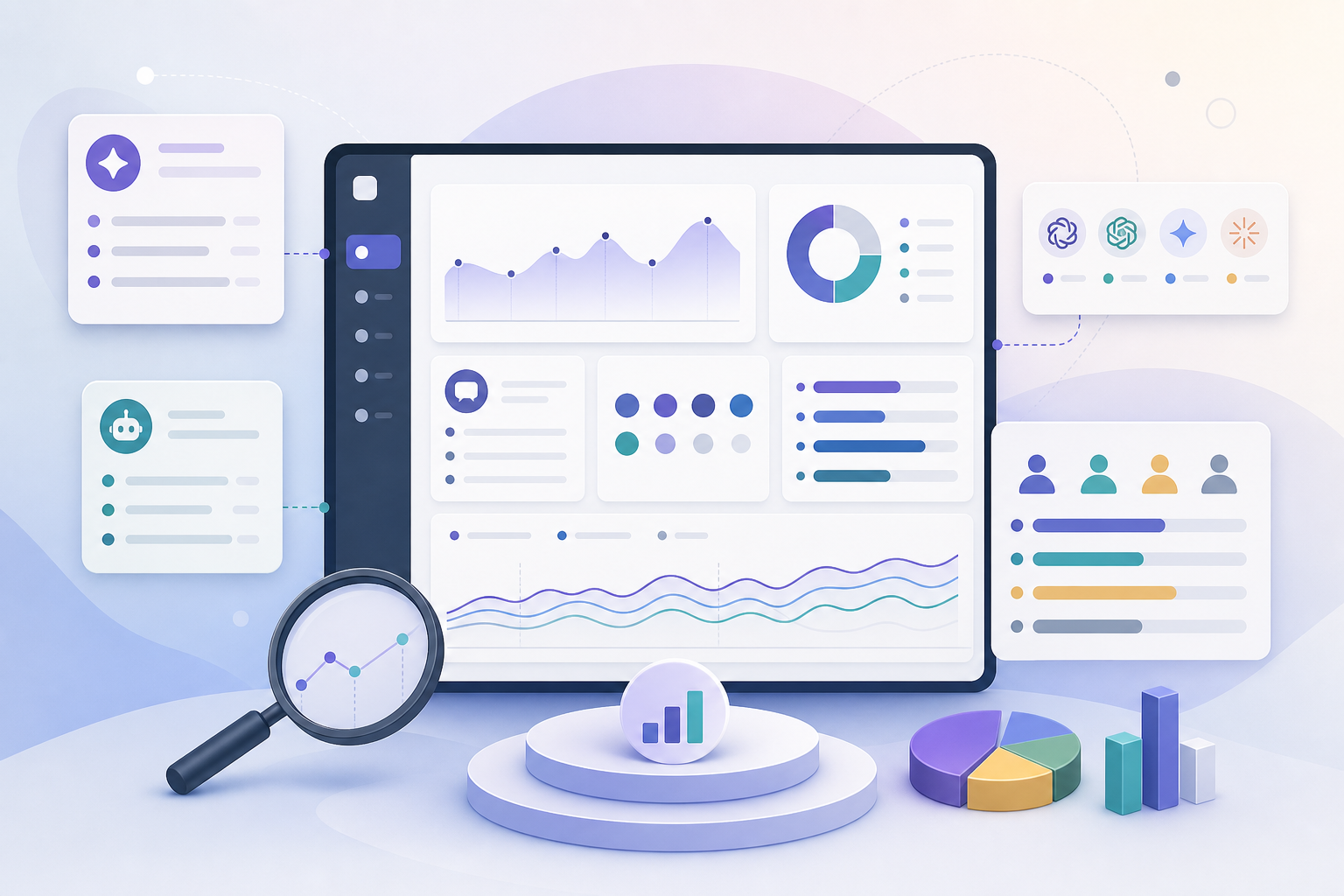 AI search visibility baseline dashboard showing prompts, platforms, mentions, citations, and competitor share