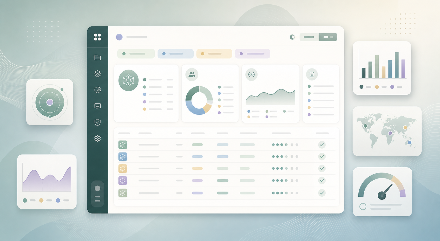 Prompt library dashboard showing prompt IDs, buyer buckets, AI share of voice, citations, and accuracy status