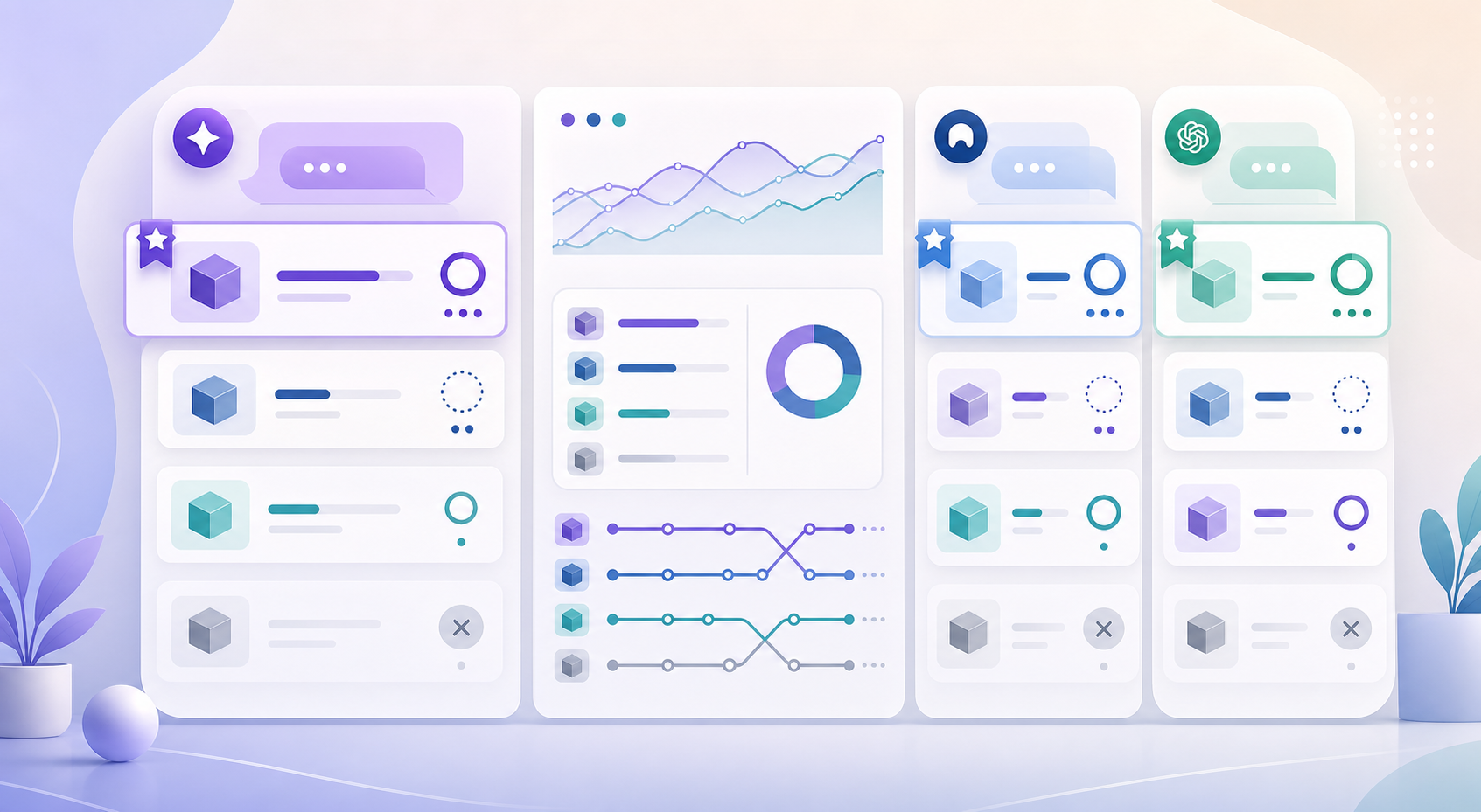 AI recommendation ranking dashboard comparing first mention, secondary option, absent status, citations, and confidence bands across ChatGPT, Gemini, and Perplexity