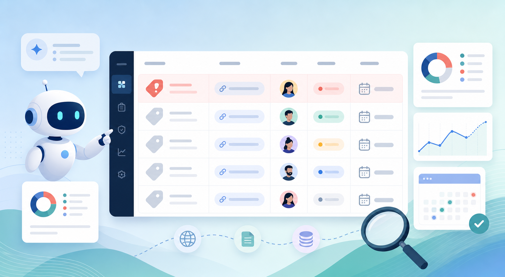 AI answers outdated information triage dashboard showing stale pricing, source URL, owner, status, and recheck date