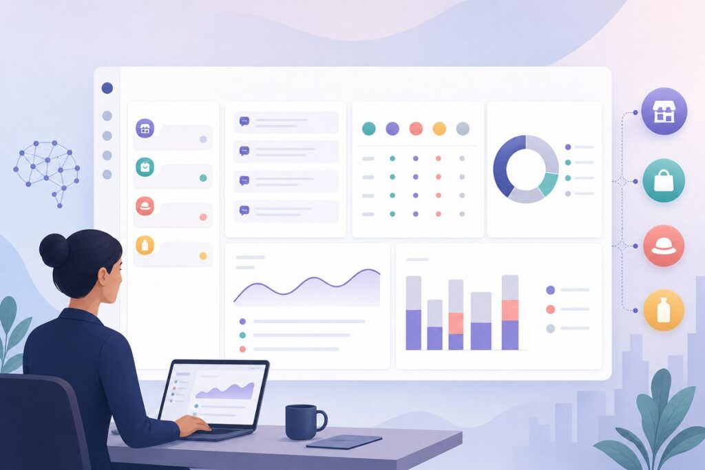 AI visibility reporting for agencies dashboard showing client prompts, competitor sets, AI share of voice and citation gaps