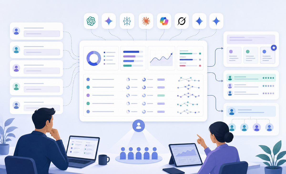 AI search CRM attribution dashboard showing buyer prompt fields, AI engines, vendor shortlists and opportunity influence