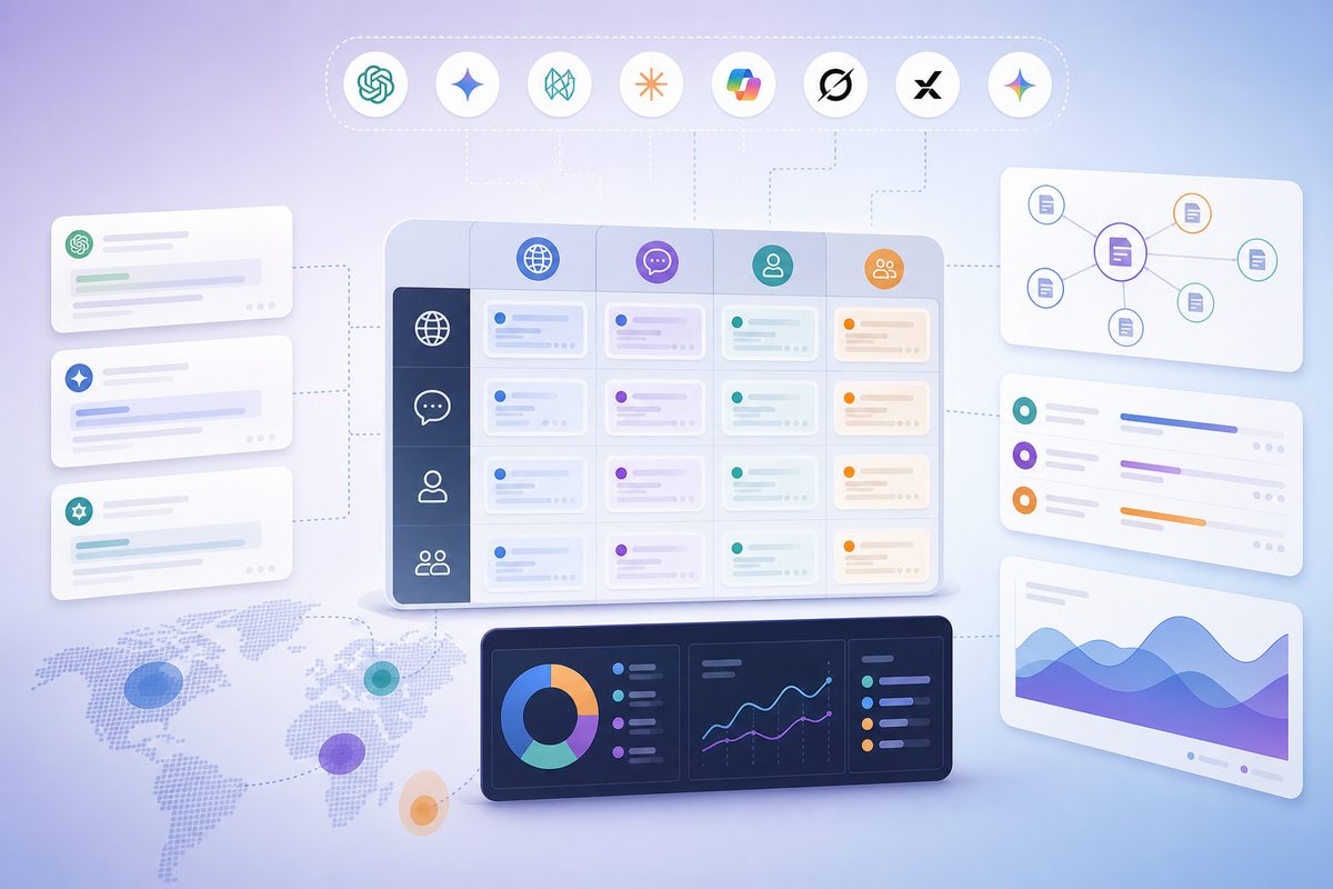 AI search tracking by market segmentation matrix for prompts, languages, personas, and competitors