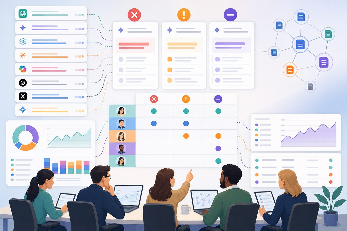 AI search RACI matrix mapping roles to wrong answers, bad citations, and lost recommendations