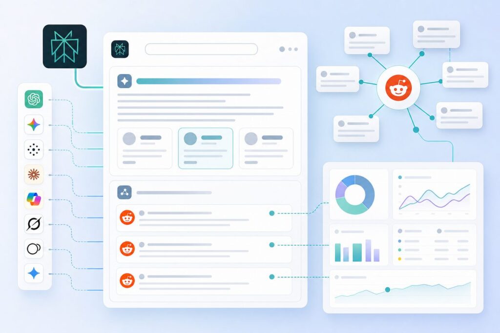 Perplexity answer citing several Reddit threads as sources for a B2B SaaS tool comparison — how to get cited on Reddit in AI search