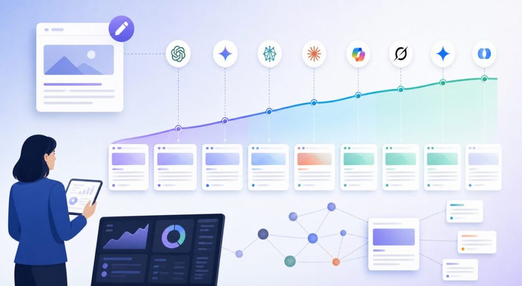 Chart showing how long for AI to update content across answer engines
