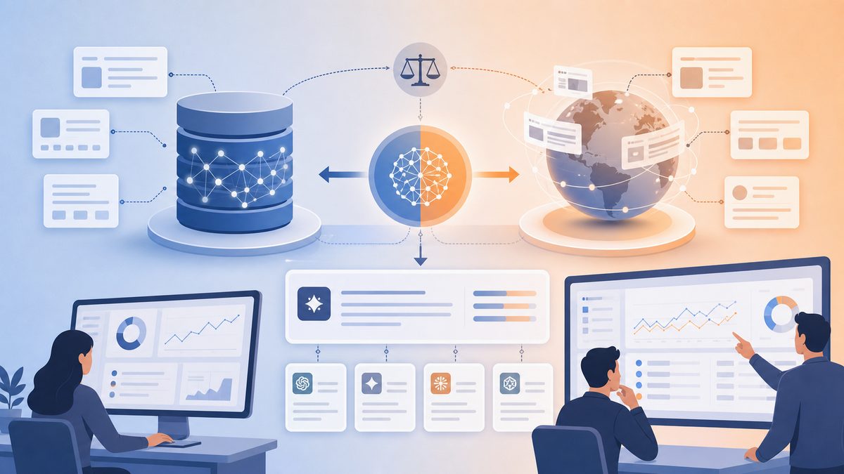 AI training data vs live web decision matrix for AI answers