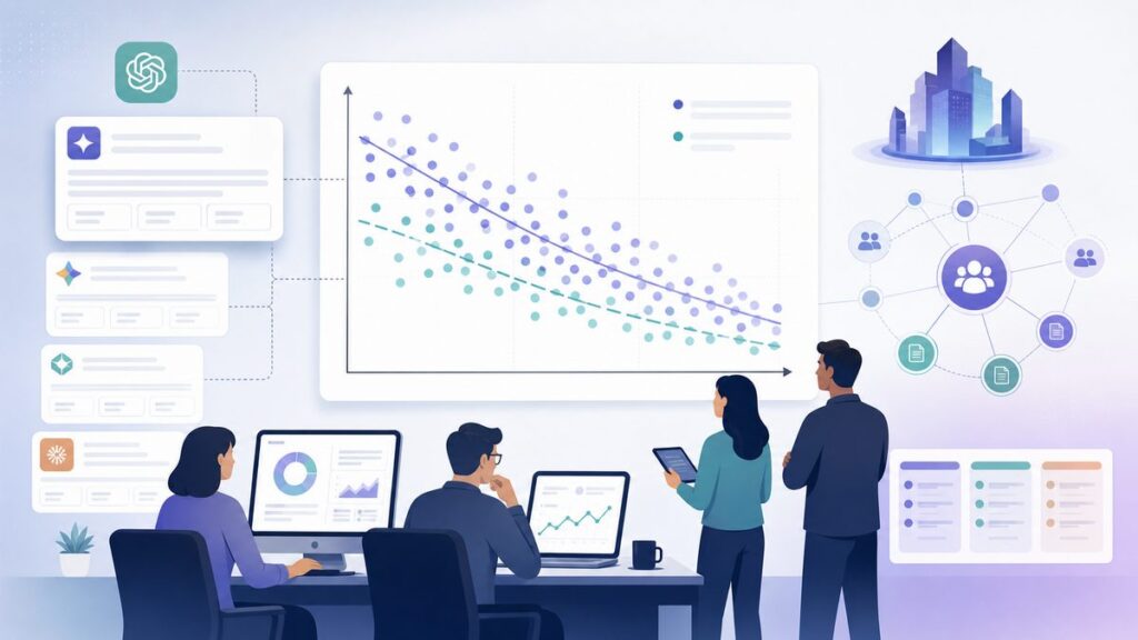 does ChatGPT favor big brands regression chart showing mention share by company size and prompt specificity