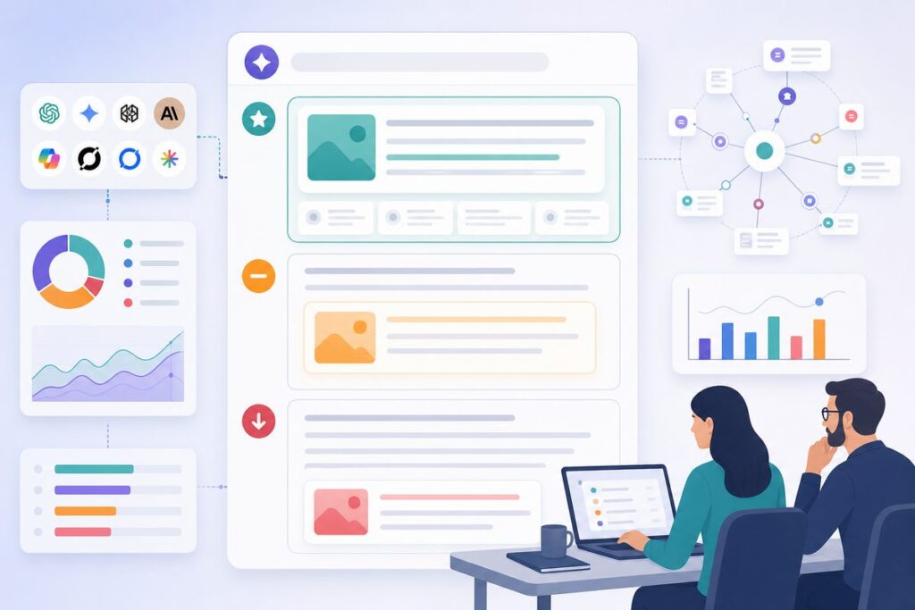 AI mention prominence scorecard showing top-listed, mid-answer, and buried brand positions inside an AI answer