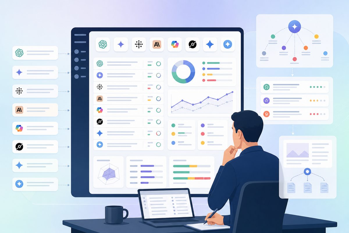 AEO specialist job description scorecard showing AI prompts, citation gaps, competitor mentions, and fix velocity