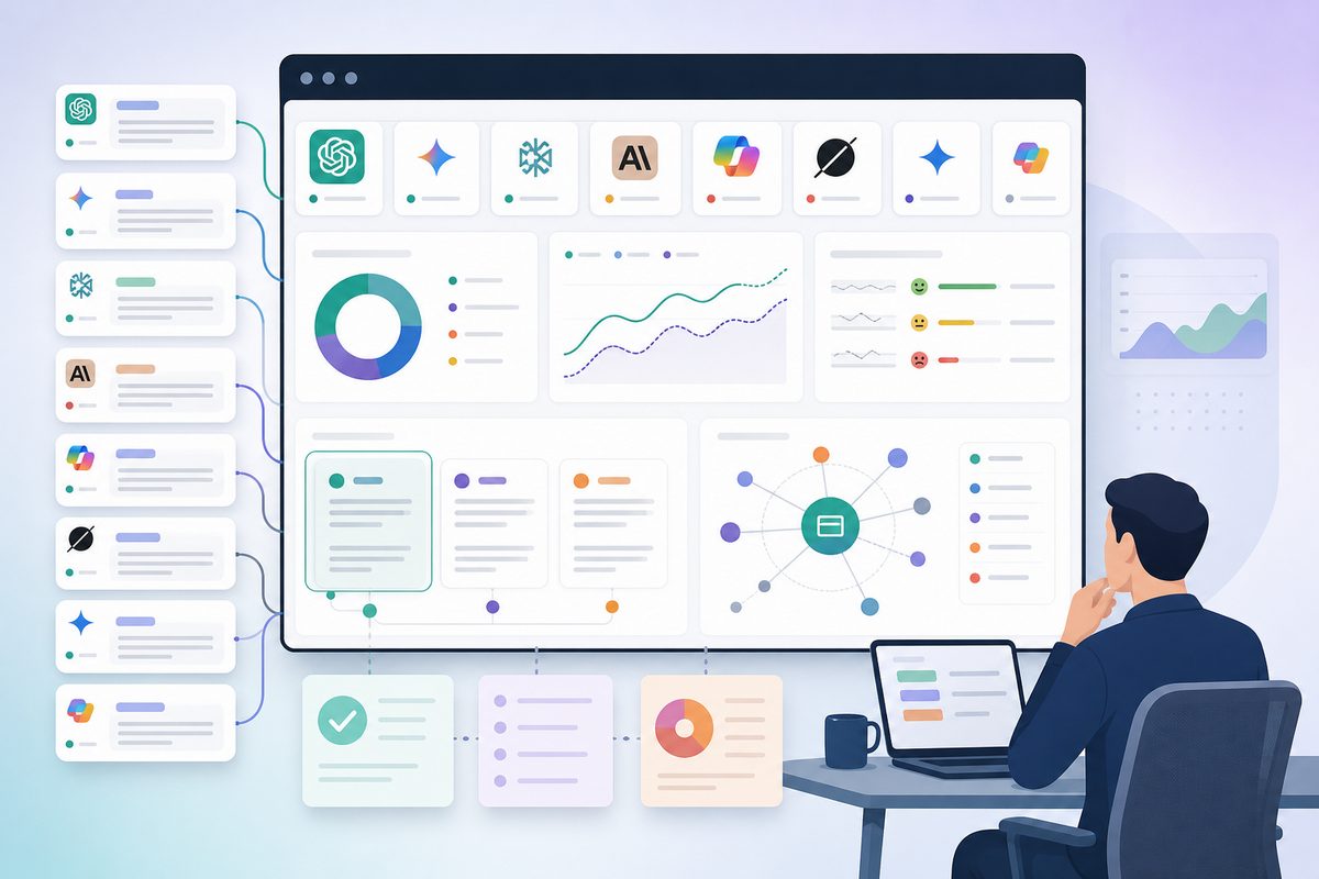 AI visibility tools dashboard comparing ChatGPT citations, sentiment, and source gaps