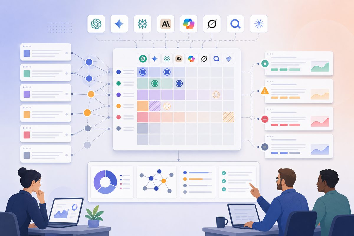 Source priority matrix for AI citations, uncited sources, fixability, and recommendation gaps