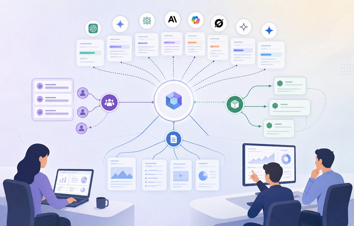 Co-mention network and citation-source map connecting a brand to direct peers, feature neighbors, and supporting evidence