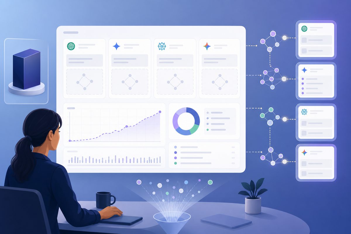Dashboard tracking new product AI search visibility across ChatGPT, Perplexity, Gemini and AI Overviews from zero citations