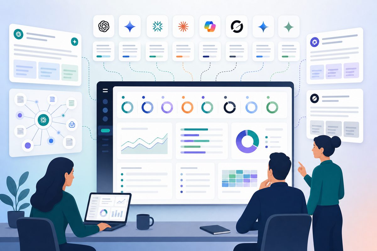 Dashboard tracking brand mentions and AI share of voice across Perplexity and other AI engines