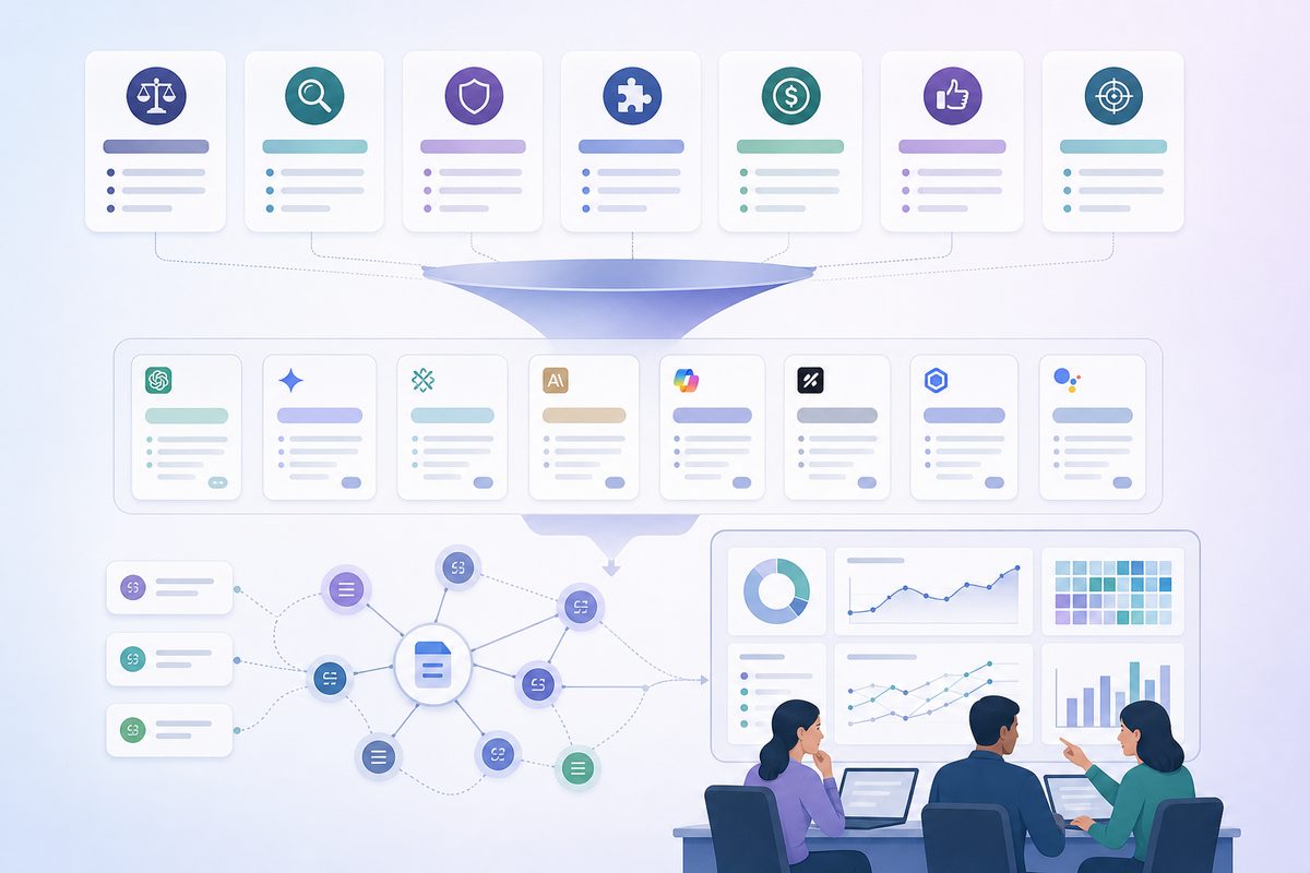 Taxonomy diagram of bottom-funnel AI search prompts across seven high-intent buyer question types