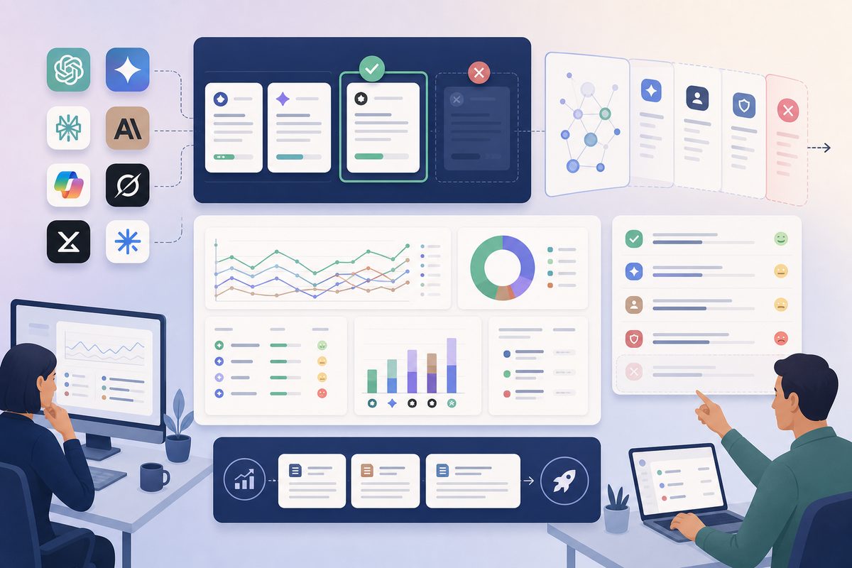 AI search monitoring dashboard with shortlist survival, constraint attrition, citations, and exclusion reasons