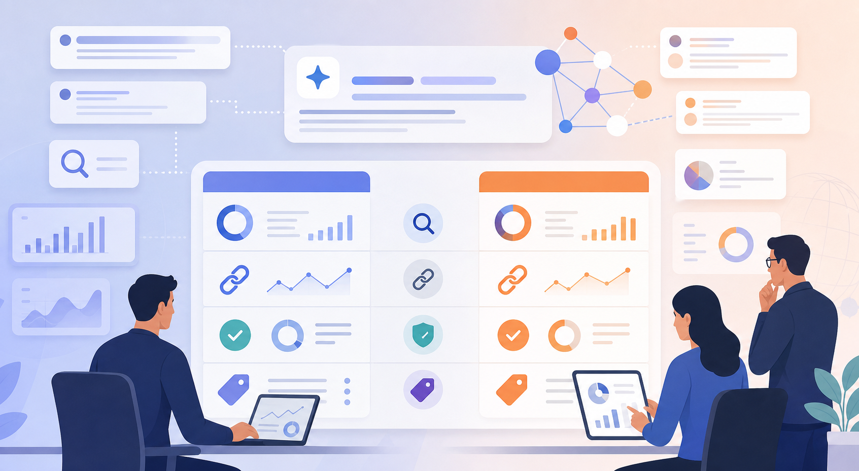 se ranking vs ahrefs comparison dashboard showing keyword, backlink, audit, and pricing criteria