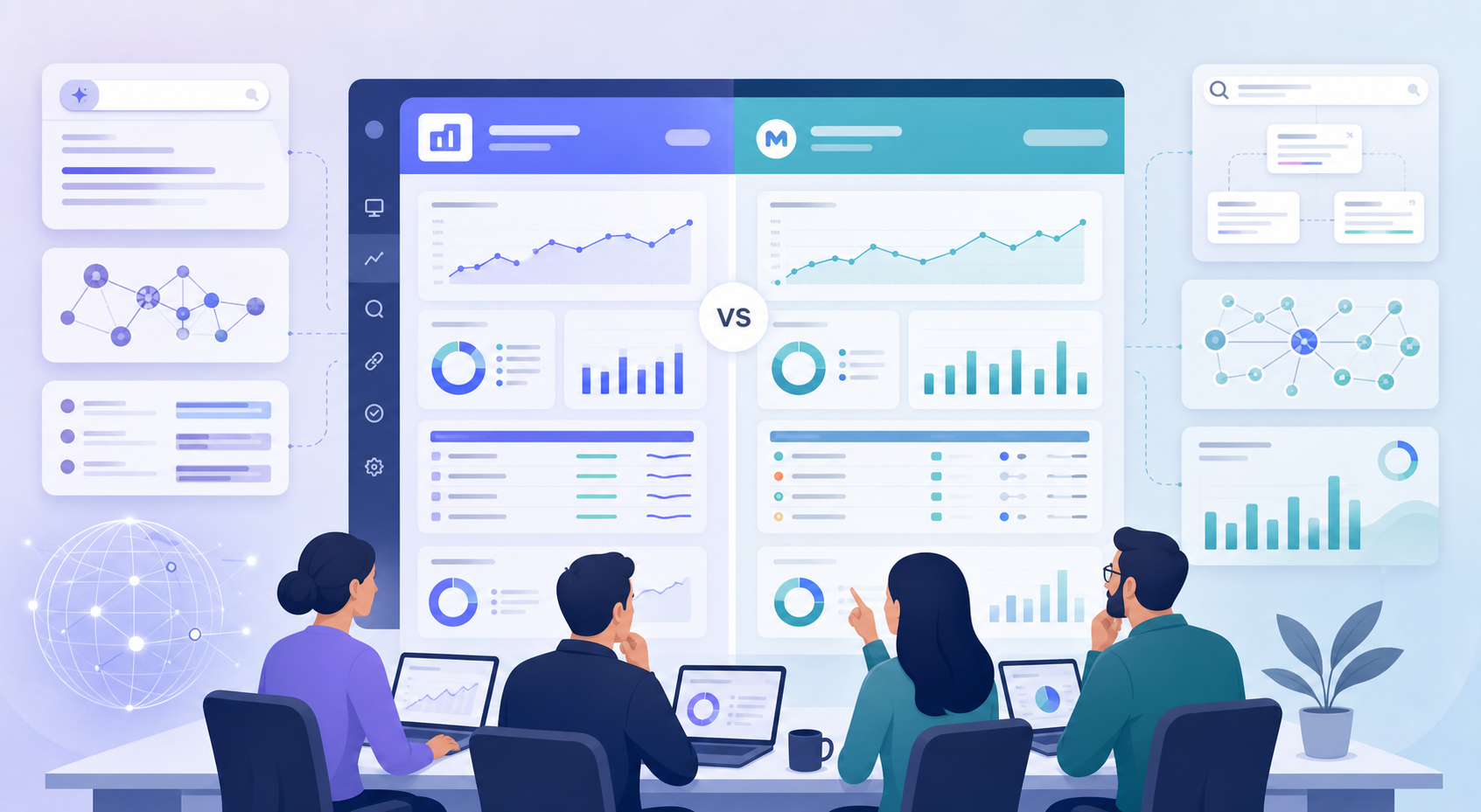 SE Ranking vs Moz comparison dashboard with rank tracking, keyword data, backlinks, audits, and AI visibility
