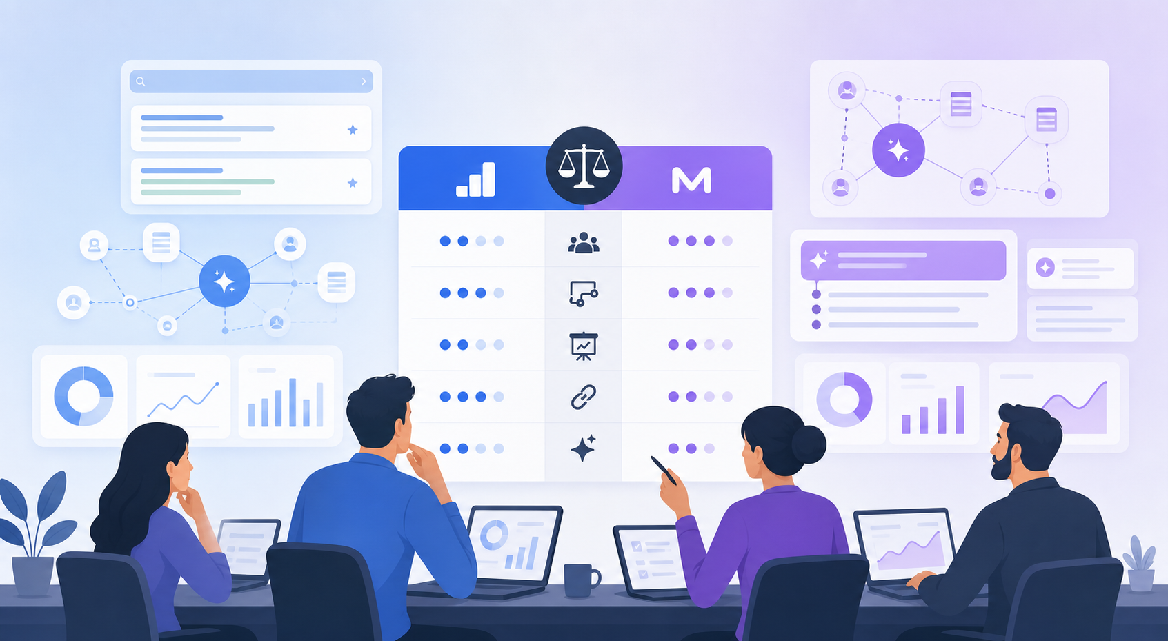 Decision matrix for choosing between SE Ranking and Moz based on team size, SEO workflow, reporting, backlinks, and AI visibility