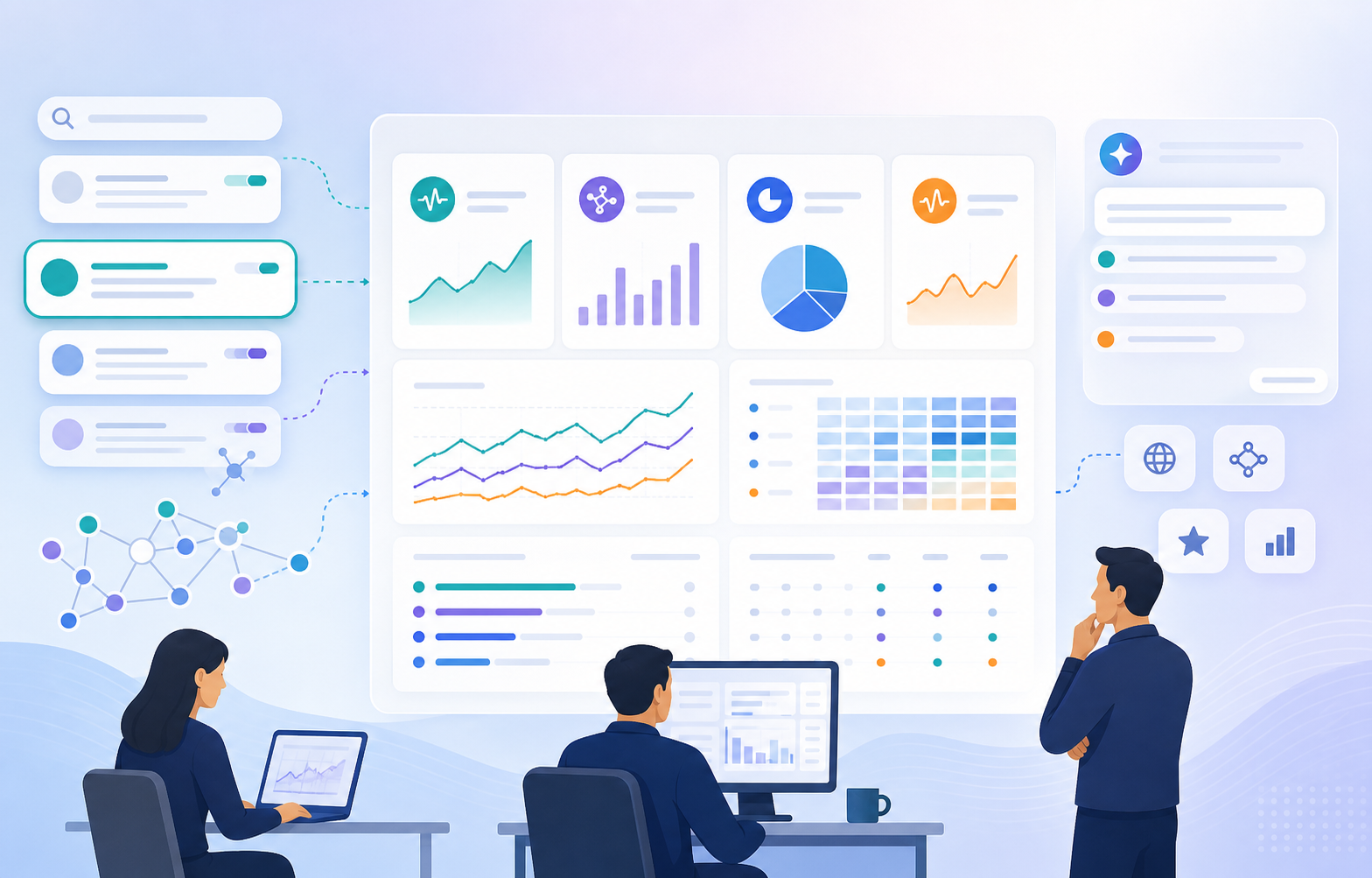 AI search visibility benchmarking dashboard showing mentions, citations, share of voice, and volatility