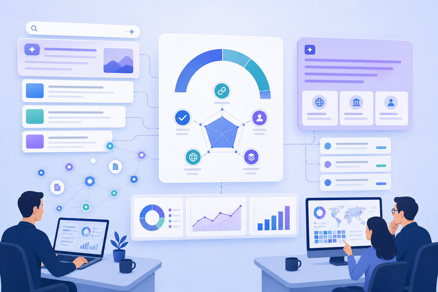 85-point AI visibility benchmark scorecard with answer inclusion, citation strength, entity clarity, accessibility, and evidence depth