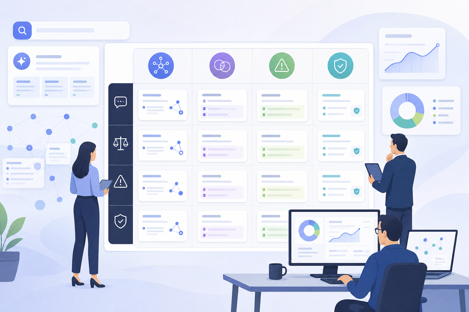Matrix comparing category prompts, comparison prompts, problem prompts, and source-verification prompts in an AI brand mention audit
