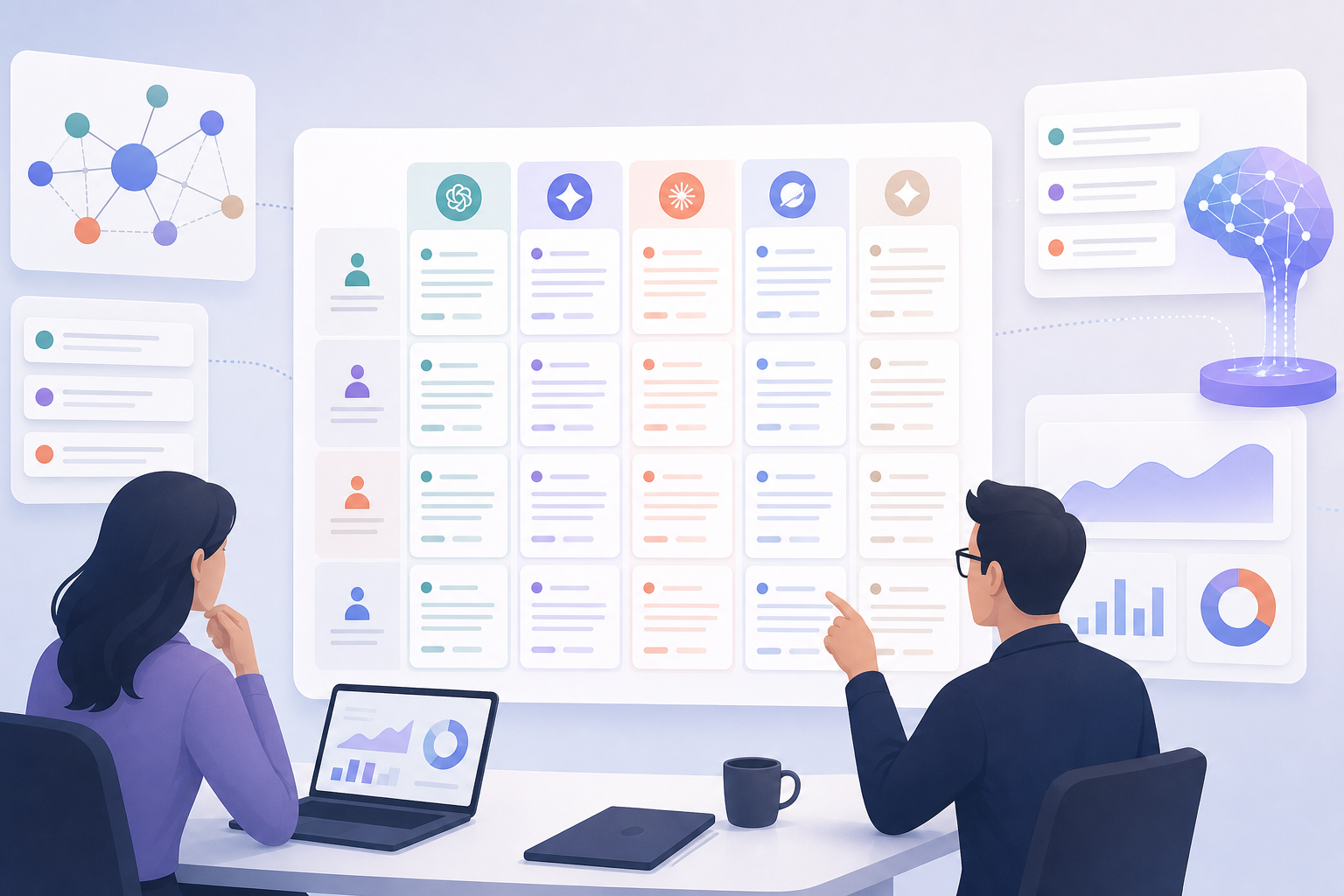 Prompt sampling grid for AI competitor recommendation analysis across assistants and buyer intents