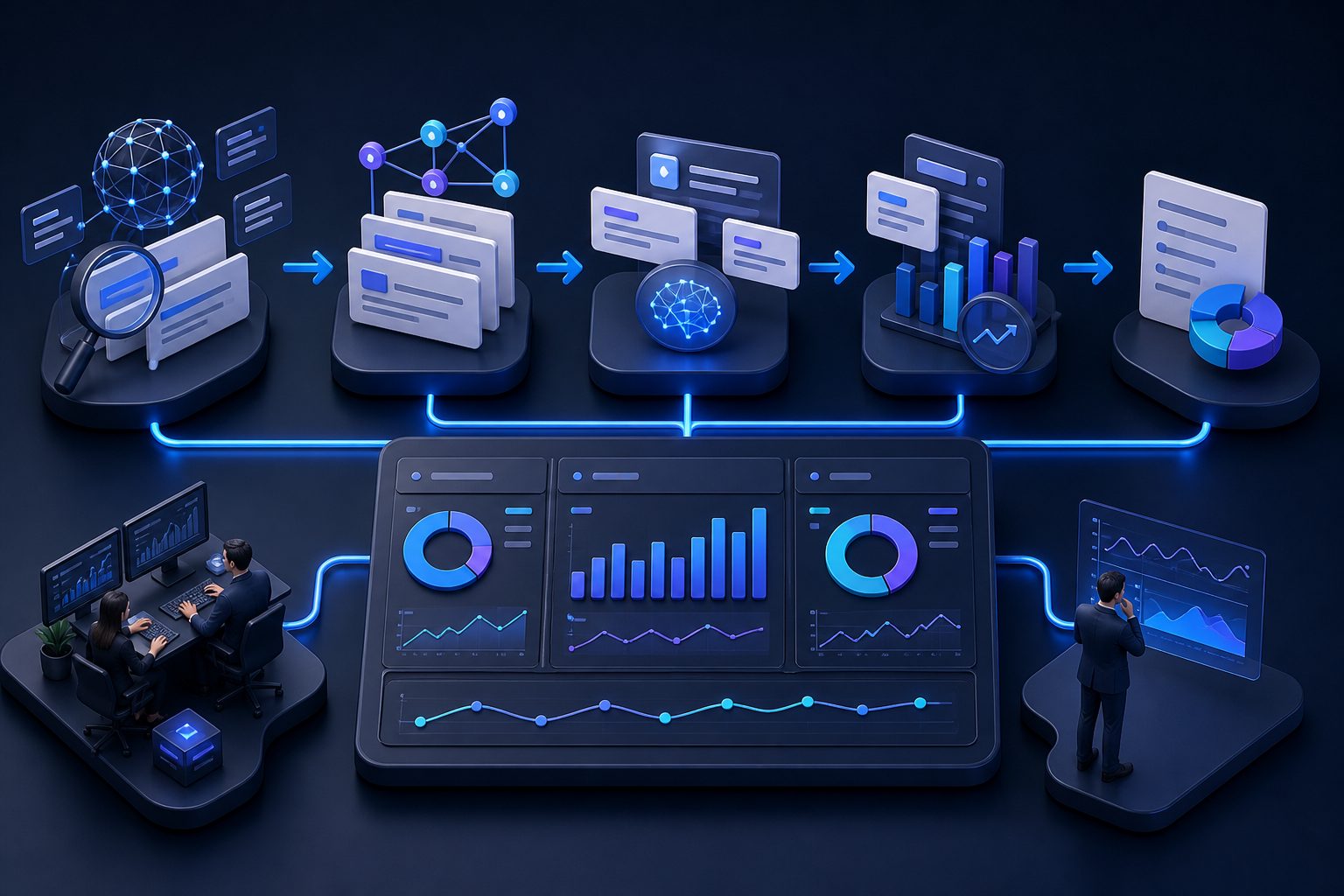 Weekly AEO performance tracking chart comparing AI share of voice, citations, and answer accuracy