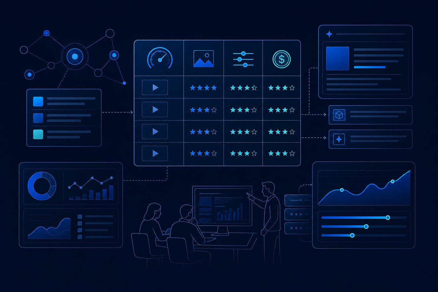 invideo ai review test matrix showing speed, quality, control, and cost scoring