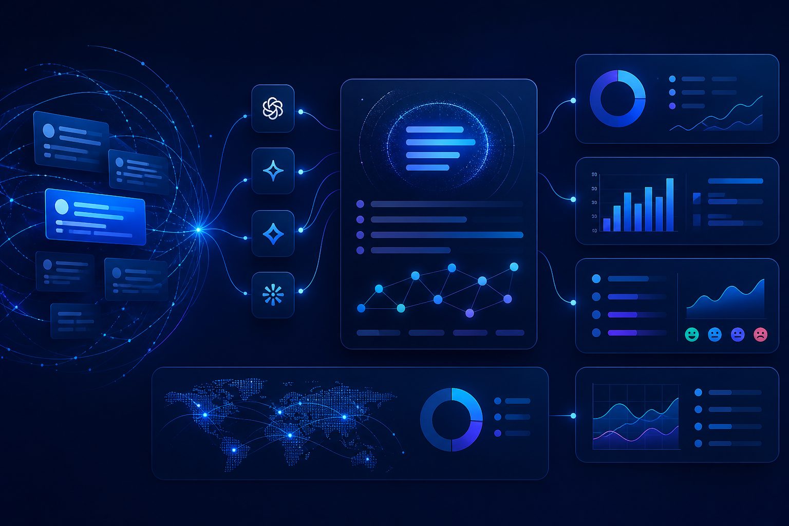 Generative AI share of voice reporting template with engine, prompt intent, citations, sentiment, and competitors
