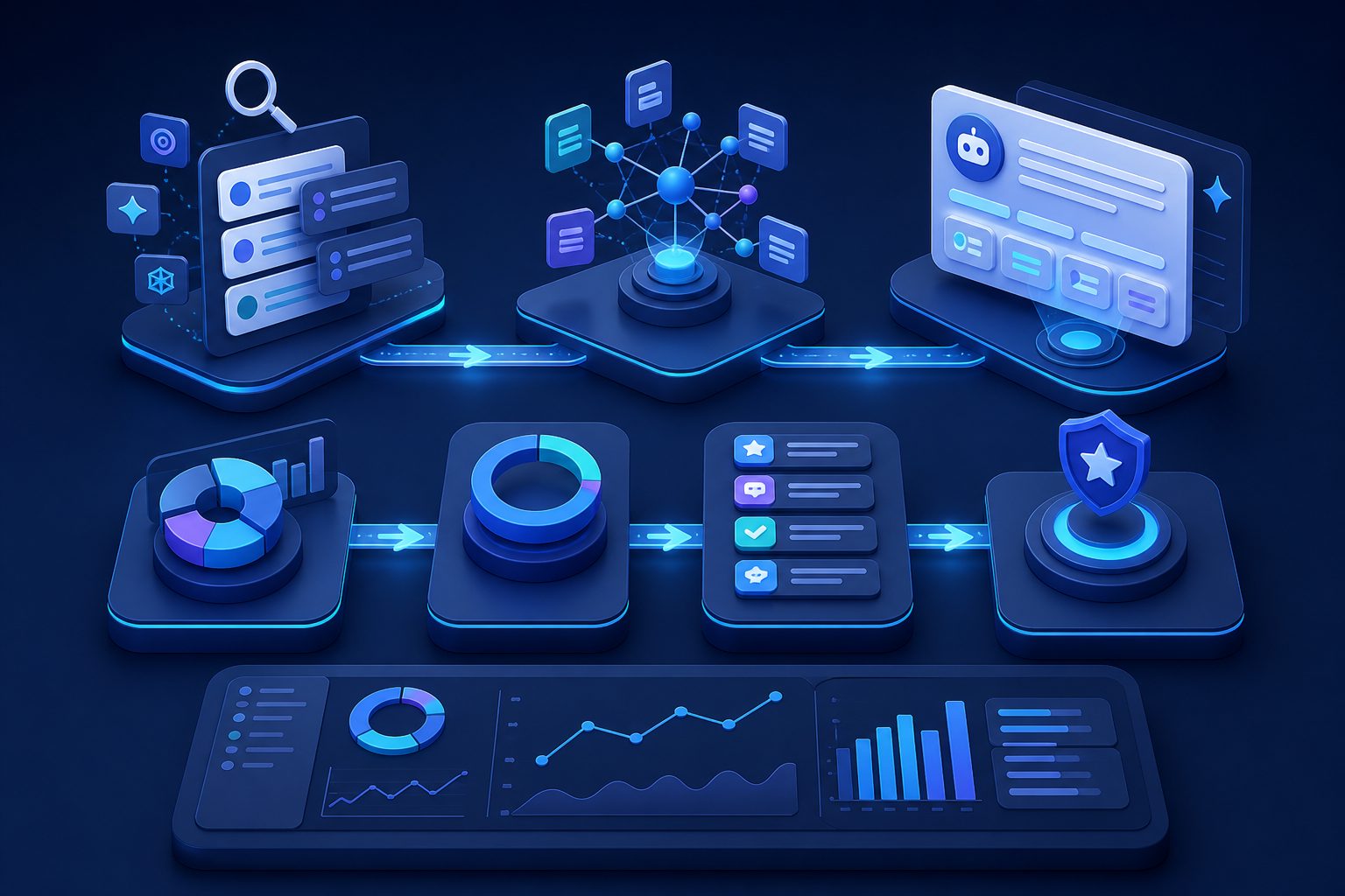 AI answer metrics split into mention share, citation share, framing, and source quality