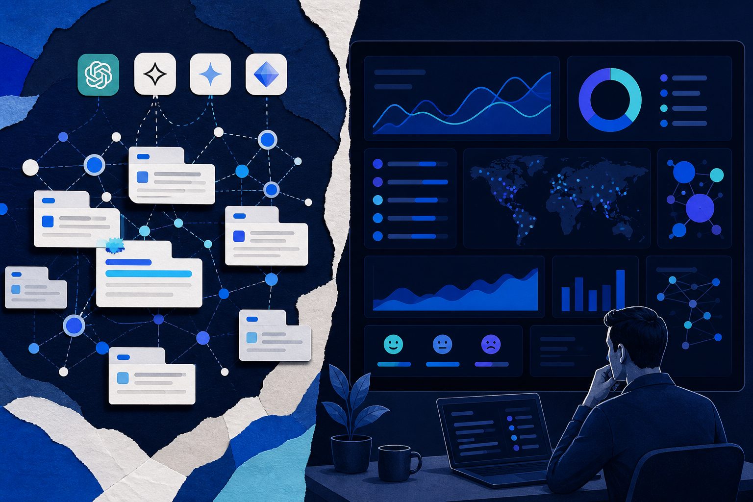A generative engine optimization tool dashboard showing mentions, citations, and sentiment across AI engines