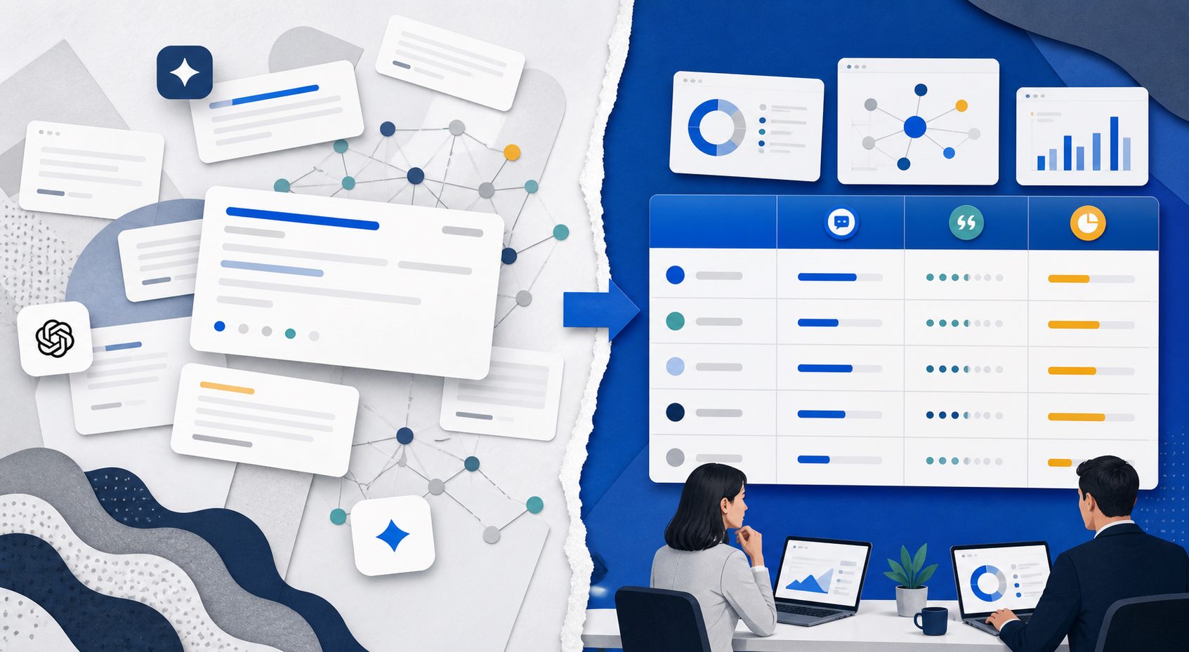 AI search strategy comparison table for mention rate, citations, and competitor share