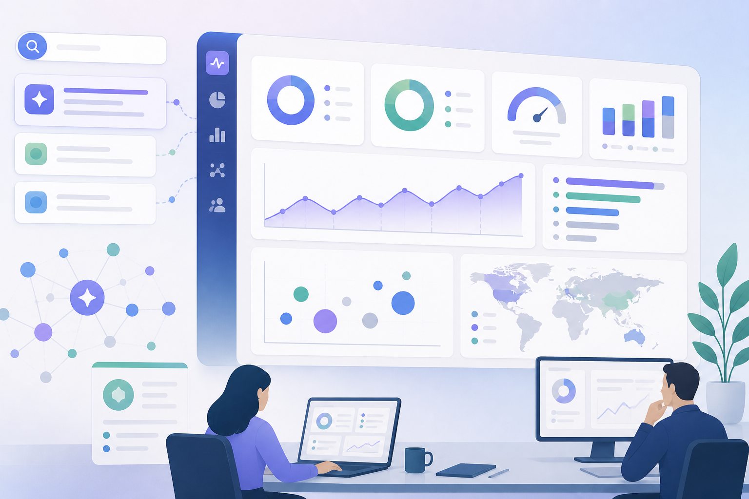 AI search brand monitoring dashboard showing mentions, citations, recommendation rate, and competitor share of voice