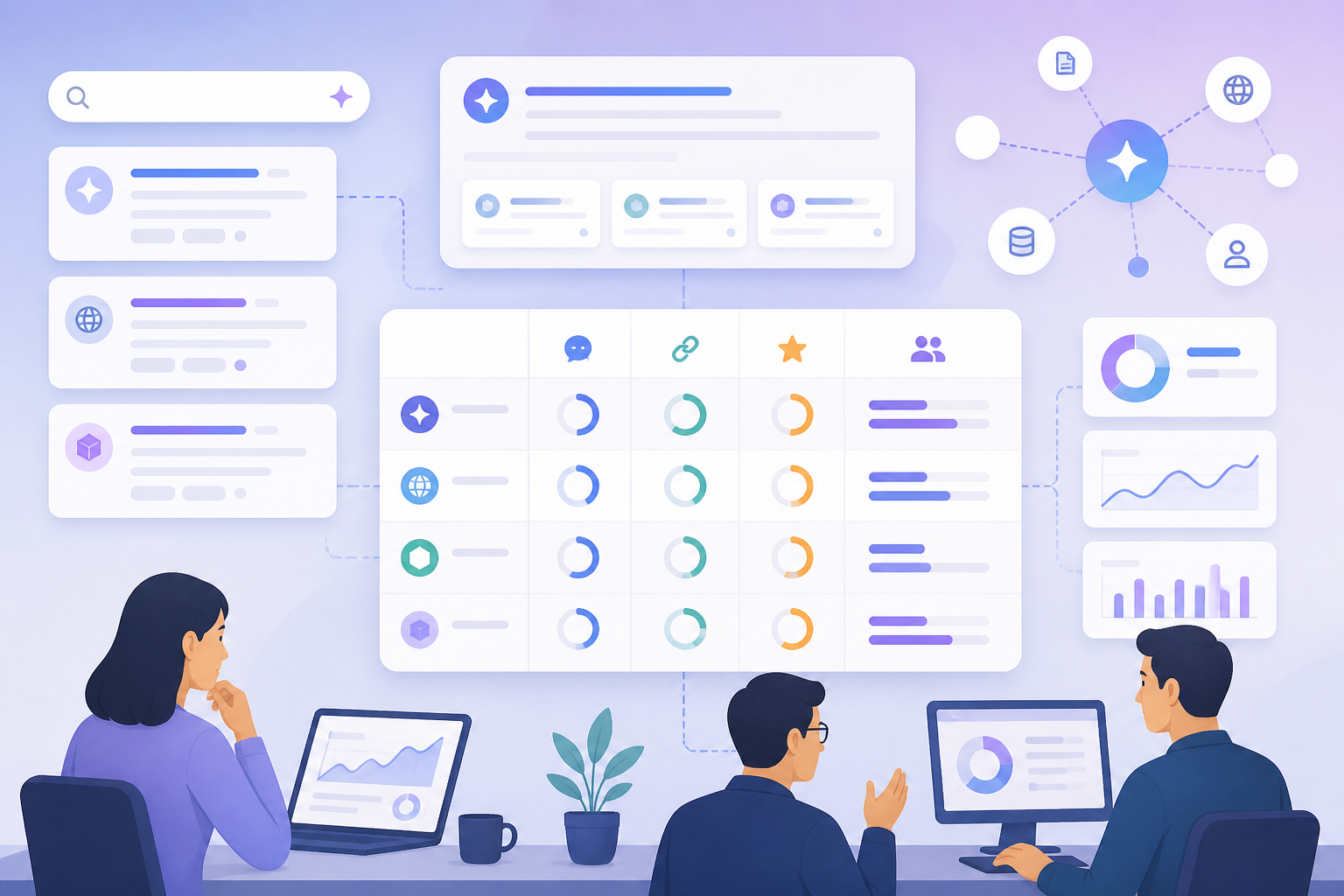 AI search brand monitoring matrix comparing mention rate, citation rate, recommendation rate, and competitor visibility