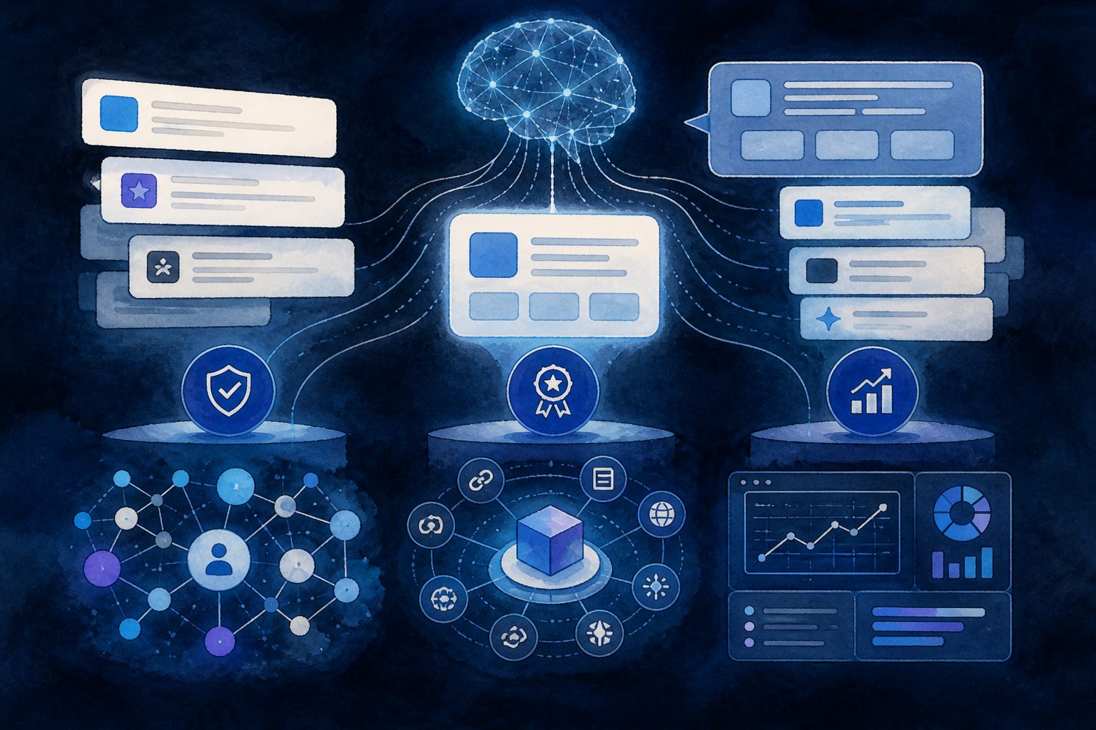 Diagram showing the three pillars of AI recommendation authority