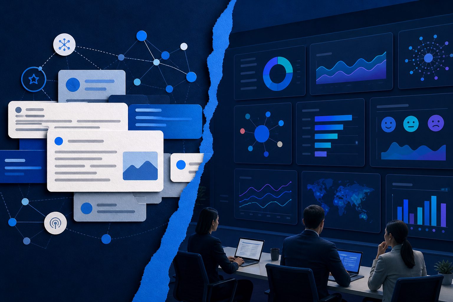 AI visibility dashboard concept showing mentions citations sentiment and competitor comparison