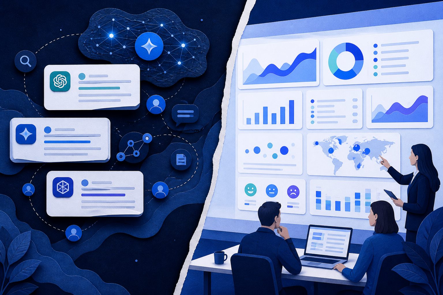 AI visibility dashboard showing mentions, citations, and sentiment across AI engines