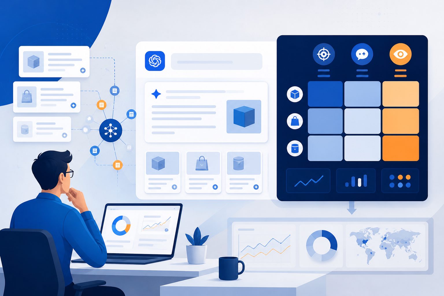 ChatGPT product ads prompt scoring matrix for intent, answer influence, and visibility gap