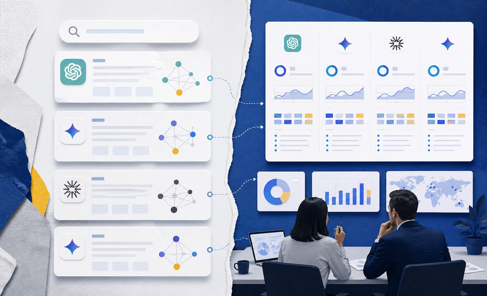 AI visibility comparison chart with mentions, rankings, and citation sources across multiple engines