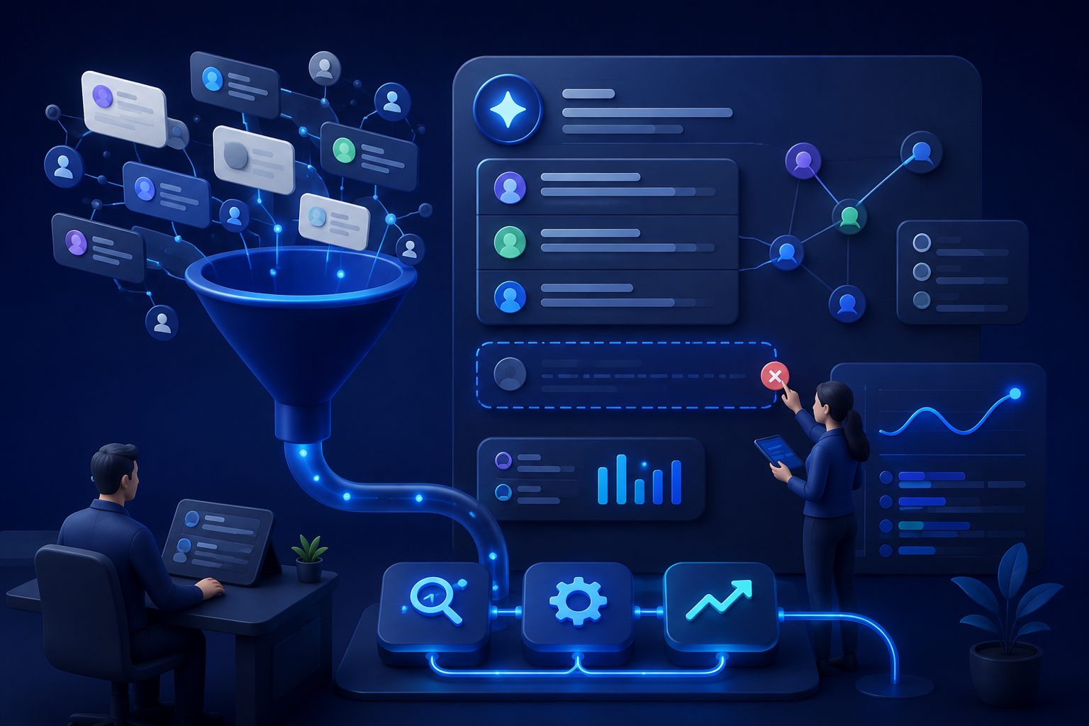 AI citation funnel showing competitor sources, missing brand mentions, and optimization actions