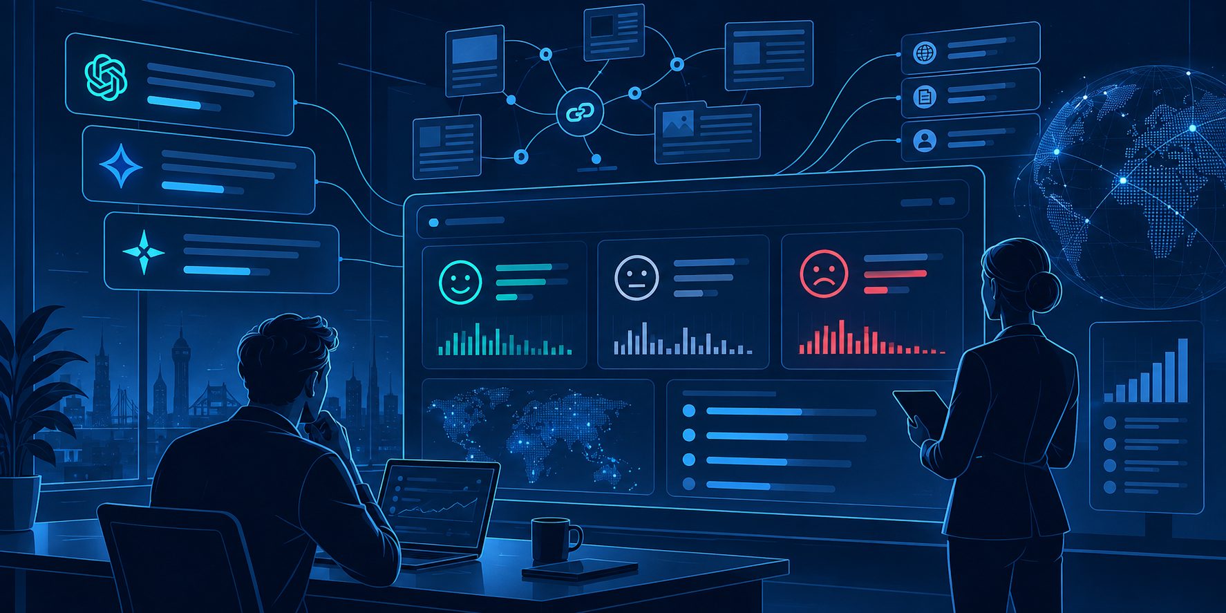 generative AI sentiment analysis for brands dashboard showing positive, neutral, and negative AI mentions