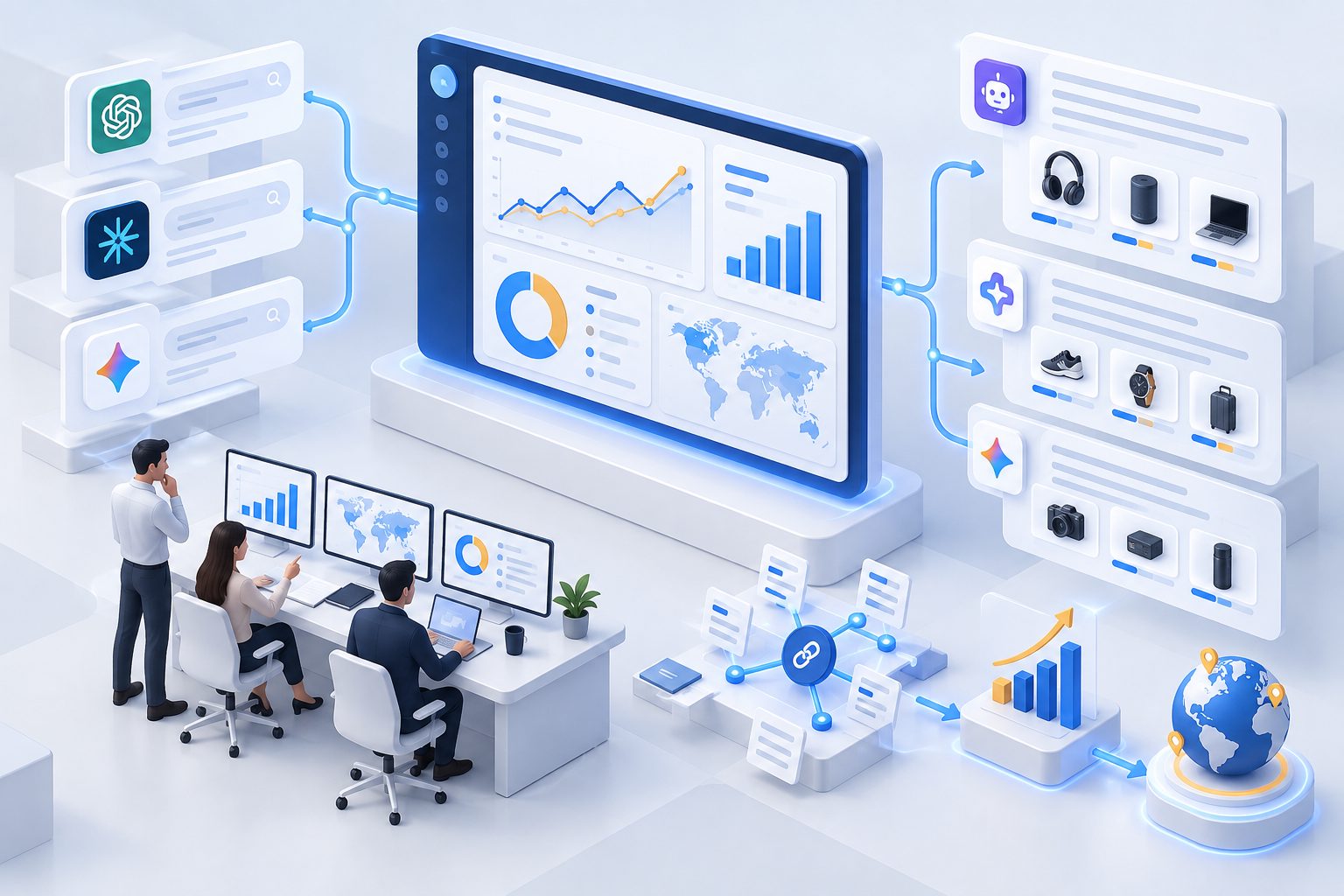 AI product recommendation tracking software dashboard showing SaaS visibility metrics